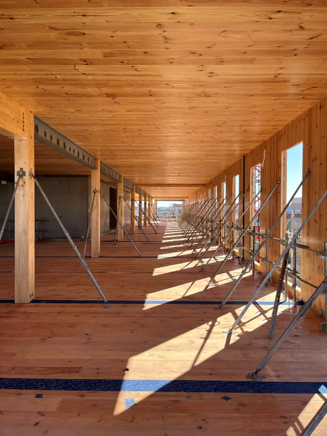 Bâtiment neuf en bois, vue interieure